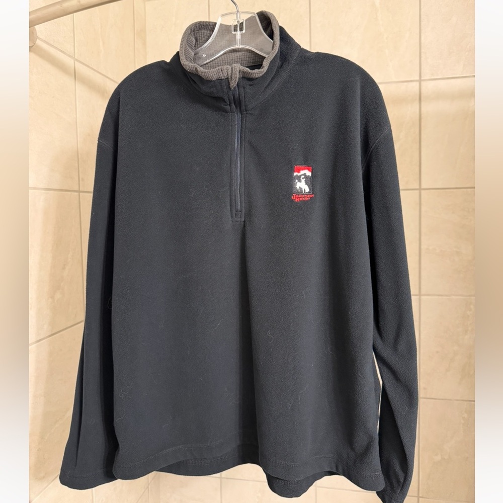 EUC Jackson Hole WY unisex 1/4 zip black fleece shirt by Ouray Sportswear size S